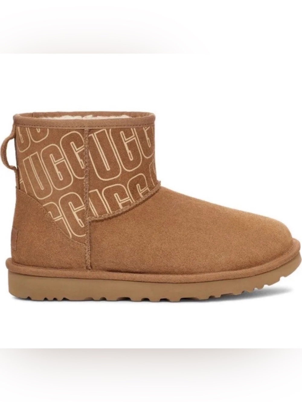 NEW UGG classic mini II chestnut logo graphic boot